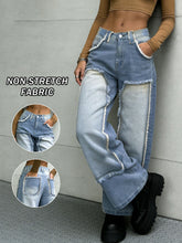 NVFelix Straight-Leg Women's Jeans Loose and Casual, Outdoor Wear, Fashionable Patchwork Design