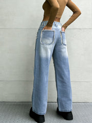 NVFelix Straight-Leg Women's Jeans Loose and Casual, Outdoor Wear, Fashionable Patchwork Design
